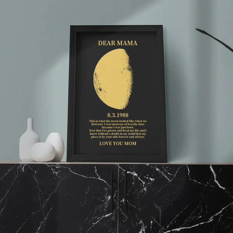 🌔Custom Mommy Art Frame/ REAL MOON PHASE - Best Gift For Her