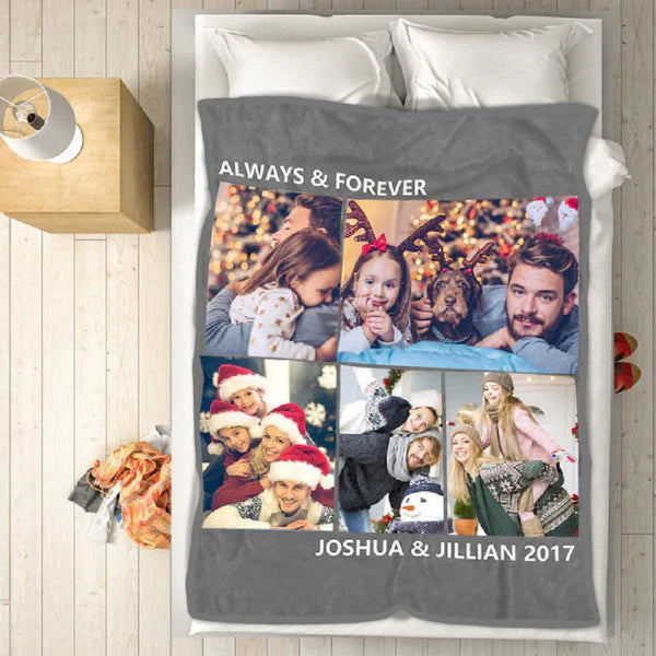 Personalized 5 Photos Blanket Couple Gifts For Him/Her