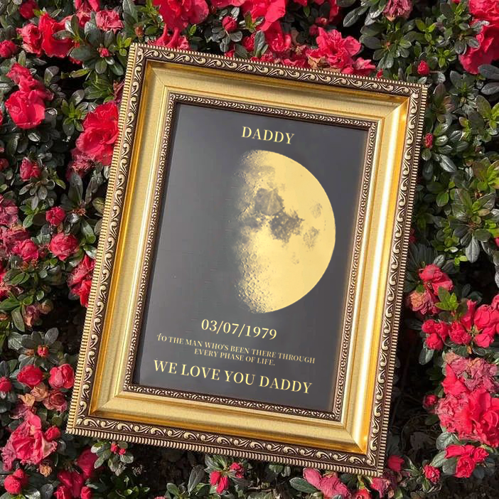 Custom Moon Phase Frame For Your Dad, Daddy, Grandpa