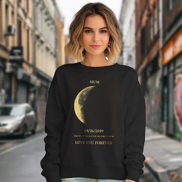 Custom REAL MOON PHASE TO MOM Sweatshirt | Hoodie