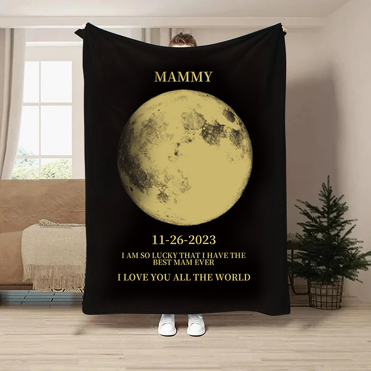 Custom Moon Phase Blanket, Personalized Mom Gift