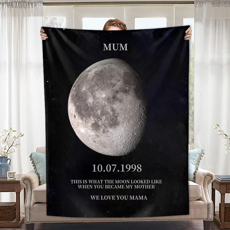 Custom Moon Phase Blanket, Personalized Mom Gift