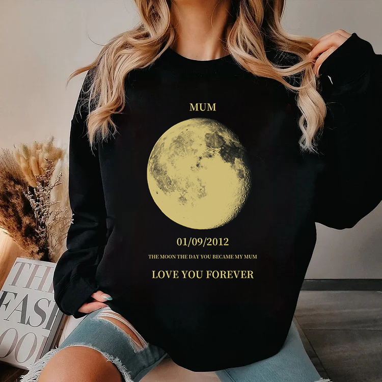 Custom REAL MOON PHASE TO MOM Sweatshirt | Hoodie