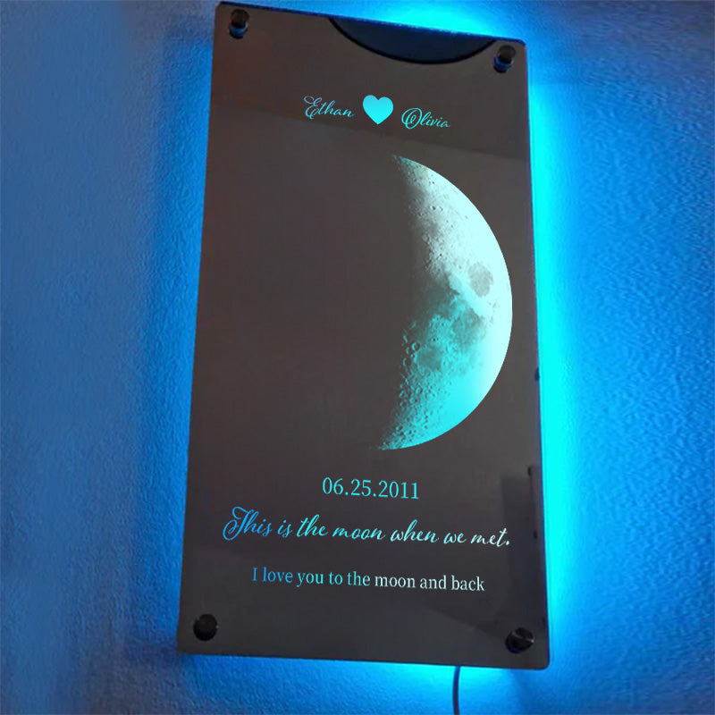 🌙Custom Couple Anniversary Moon Phase Mirror Light - Romantic Valentine's Day Gift