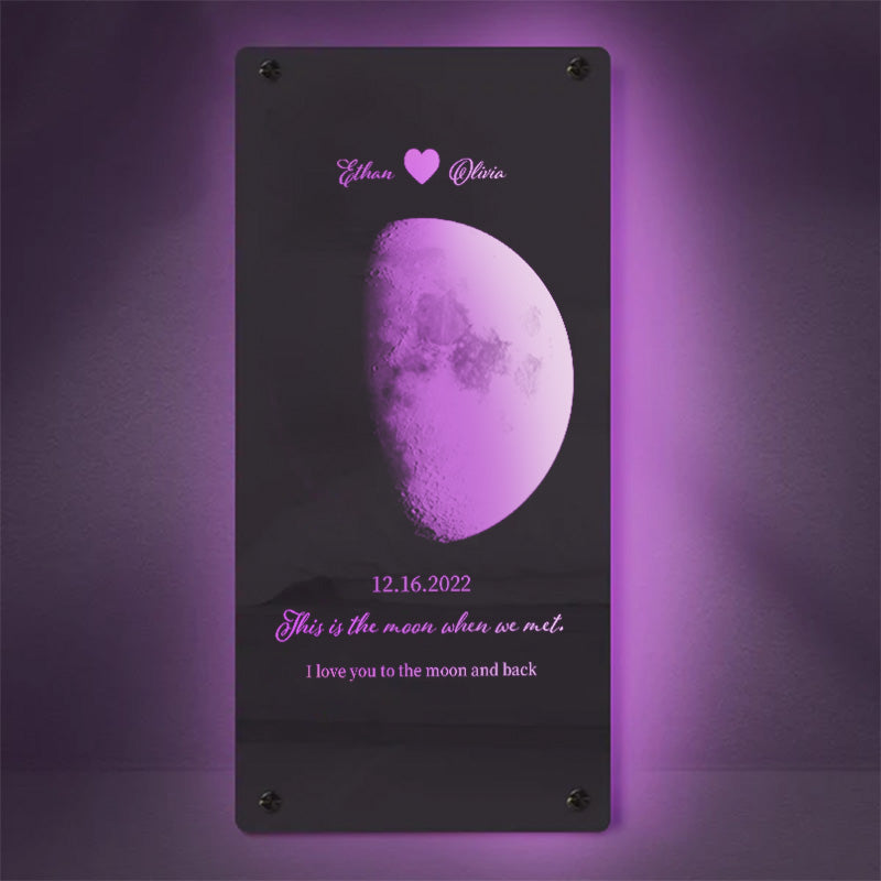 🌙Custom Couple Anniversary Moon Phase Mirror Light - Romantic Valentine's Day Gift