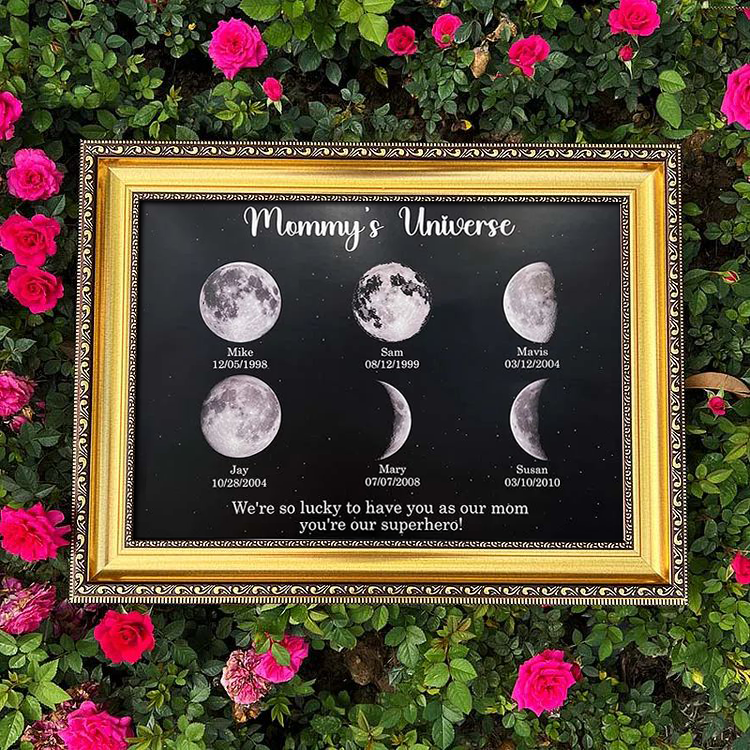 Print Custom Moon Phase Frame With Text & Date- Mommy's Universe