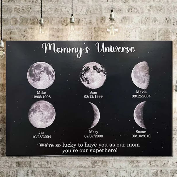 Print Custom Moon Phase Frame With Text & Date- Mommy's Universe