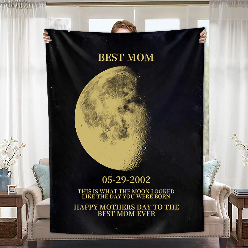 Custom Moon Phase Blanket, Personalized Mom Gift