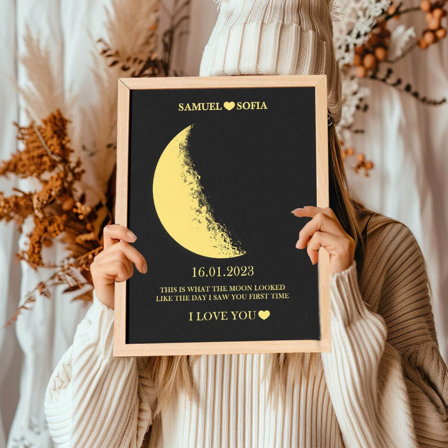 50%OFF🌔CUSTOM COUPLE ART FRAME/ REAL MOON PHASE - FOR MEMORY GIFT