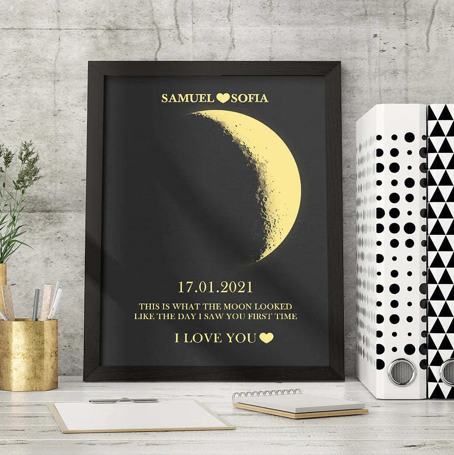 50%OFF🌔CUSTOM COUPLE ART FRAME/ REAL MOON PHASE - FOR MEMORY GIFT