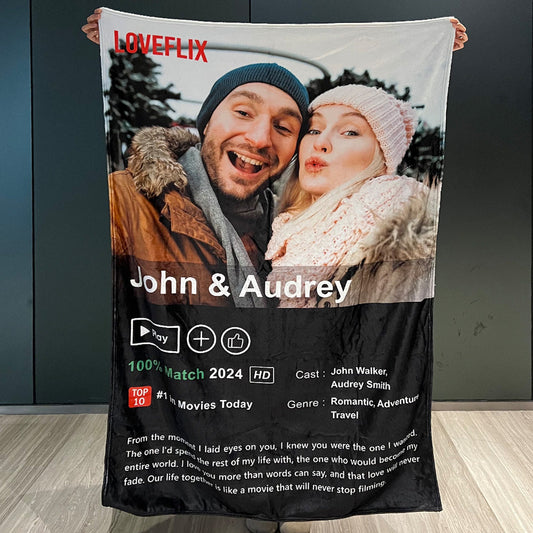 50%OFF⭐️Custom LOVEFLIX Movie Photo Blanket with Your Love Story