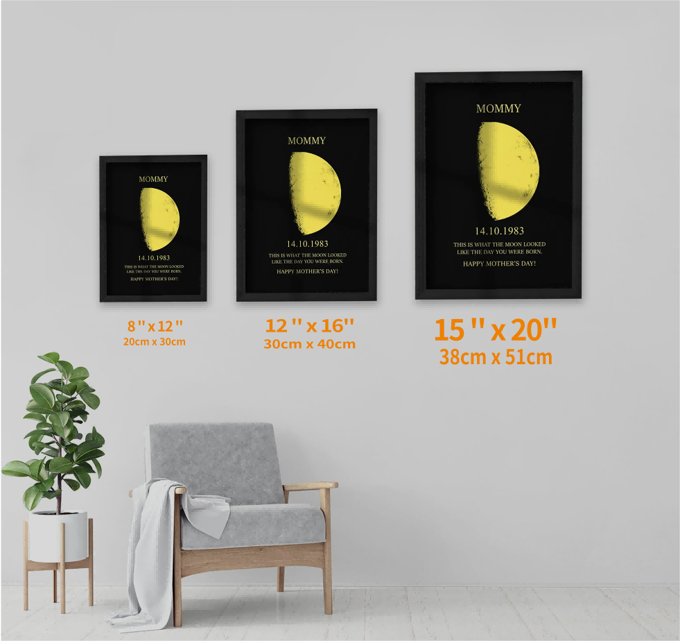 🌔Custom Mommy Art Frame/ REAL MOON PHASE - Best Gift For Her