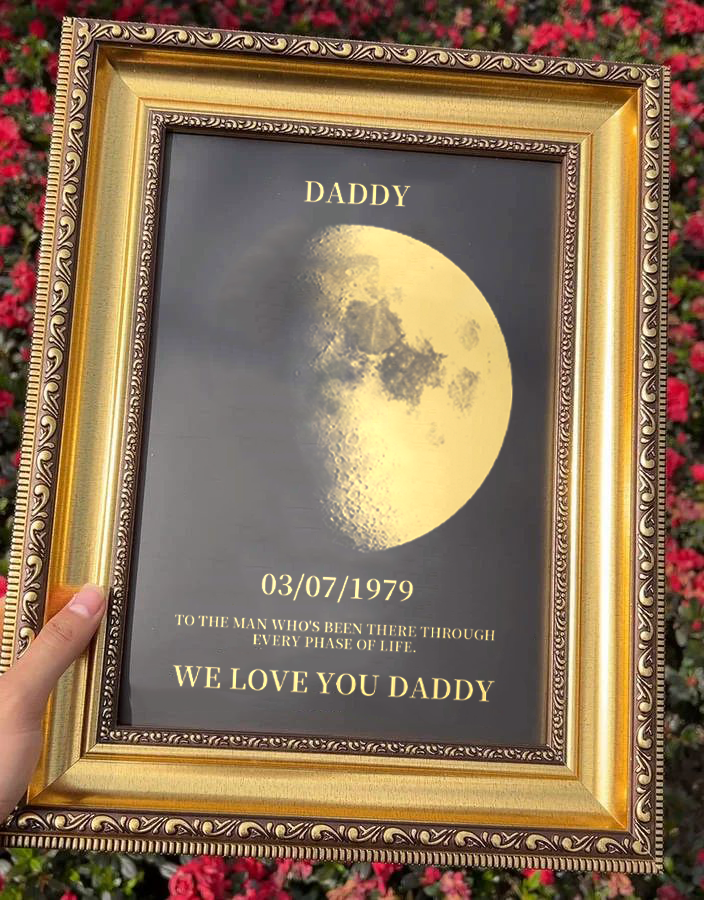 Custom Moon Phase Frame For Your Dad, Daddy, Grandpa