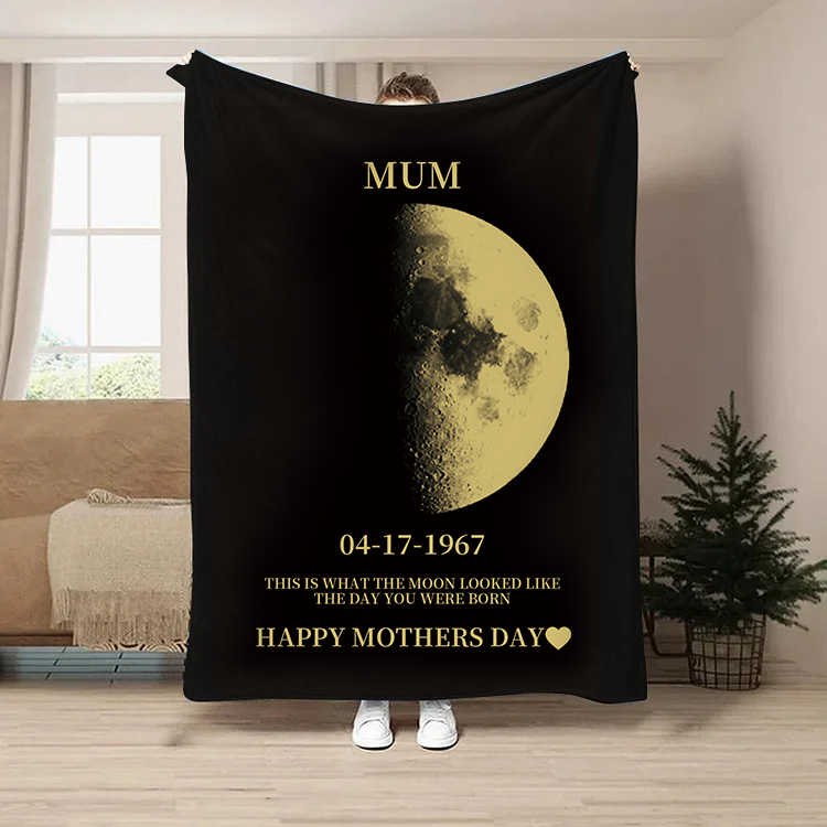 Custom Moon Phase Blanket, Personalized Mom Gift