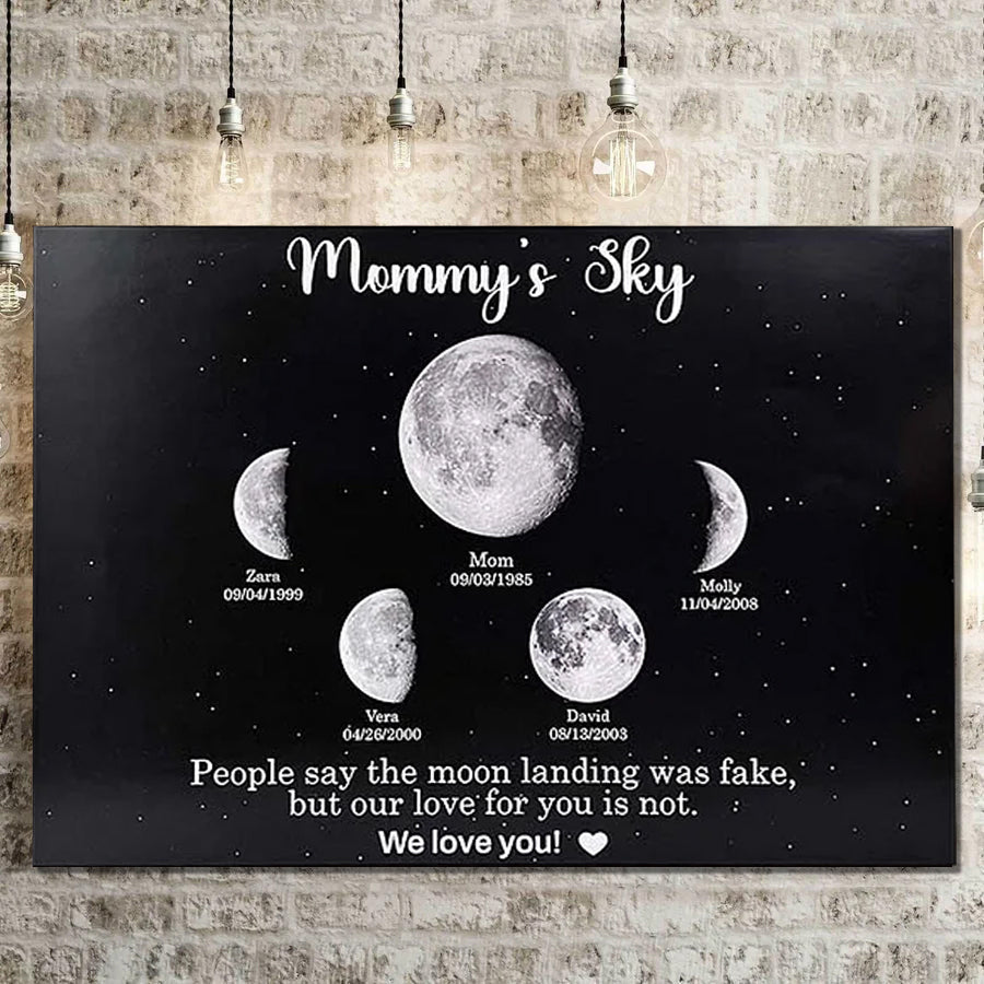 Print Custom encircling the moon Phase Frame With Text & Date- Mommy's Universe