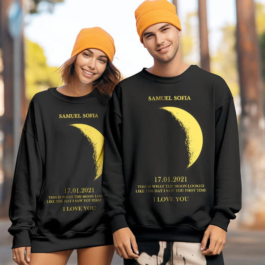 Custom REAL MOON PHASE Sweatshirt - Valentine's Day Gifts for Couple