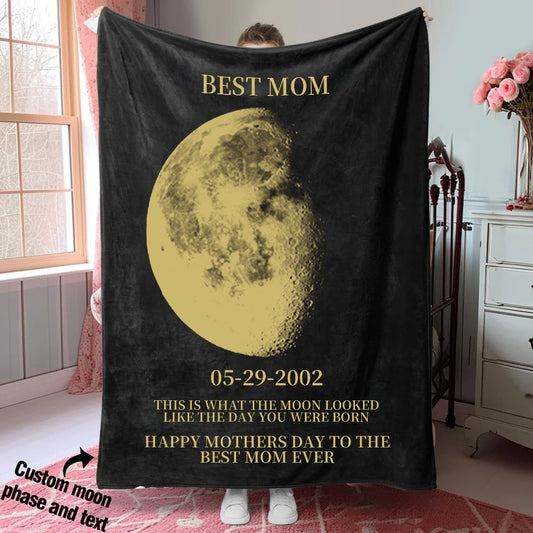 Custom Moon Phase Blanket, Personalized Mom Gift