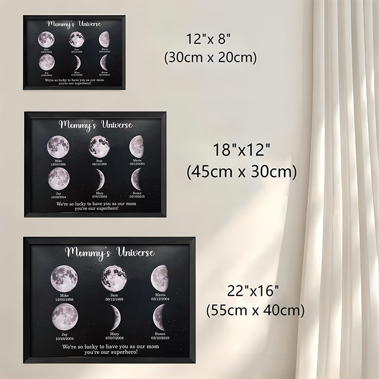 Print Custom Moon Phase Frame With Text & Date- Mommy's Universe