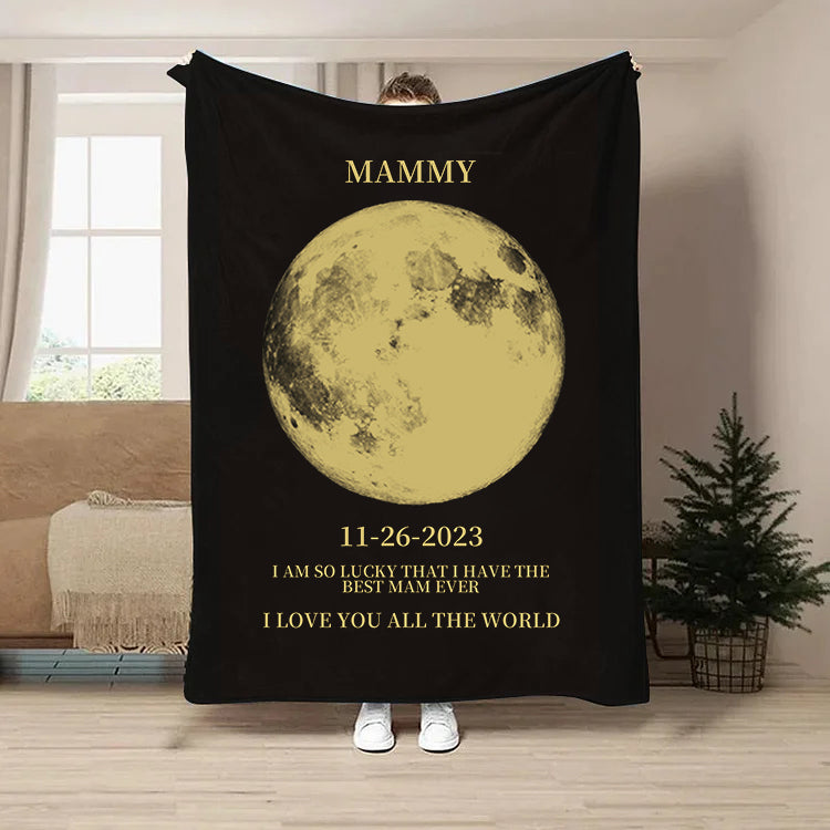 Custom Moon Phase Blanket, Personalized Mom Gift